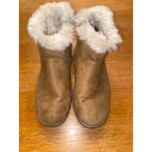 Toddler Girls Cat & Jack Brown Faux Suede & Fur Winter Boots Size 8